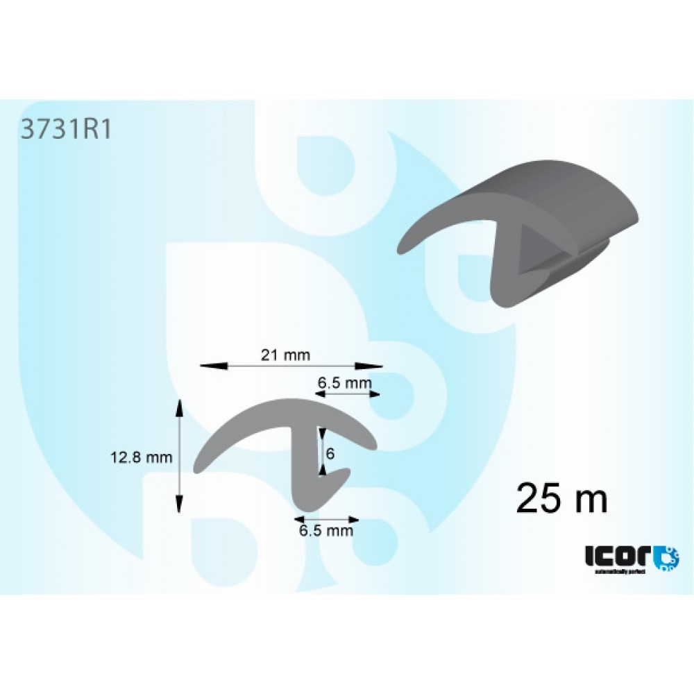 FORD TRANSIT, резиновый профиль универсальный для WS шир. 21 мм, бухта 25 М