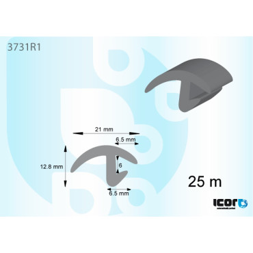 FORD TRANSIT, резиновый профиль универсальный для WS шир. 21 мм, бухта 25 М