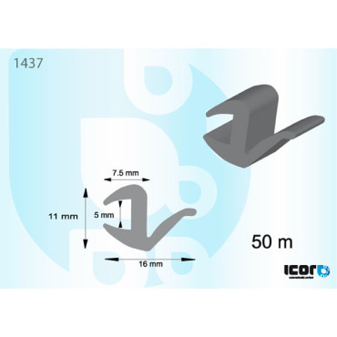 VOLKSWAGEN T4, резиновый профиль универсальный для WS, бухта 50 М